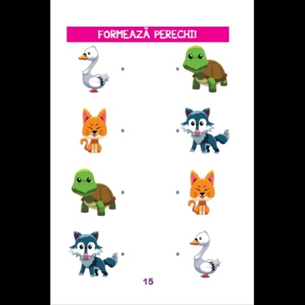 O c&259;rticic&259; în care cei mici vor descoperi activit&259;&539;i captivante care îmbin&259; înv&259;&539;area cu joaca Prichindeii se vor întâlni cu provoc&259;ri precum potrive&537;te forma g&259;se&537;te umbra une&537;te jum&259;t&259;&539;ile g&259;se&537;te drumul une&537;te punctele &537;i coloreaz&259; mare-mic ghice&537;te imaginea &537;i multe alteleIdeal&259; pentru dezvoltarea gândirii logice &537;i 