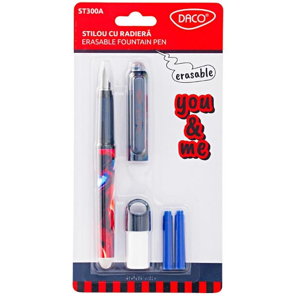 &129464; Stilou cu radier&259; DACO “You & Me” – Model SupererouNu mai ai nevoie de PIC Fara greseli fara pagini rupte doar freci putin cu radiera din capatul stiloului si cerneala dispare completScrisul devine o aventur&259; cu stiloul DACO “You & Me” – model Supererou Creat special pentru copii &537;i adolescen&539;i acest stilou îmbin&259; designul cool cu func&539;ionalitatea de zi cu zi&10022; 