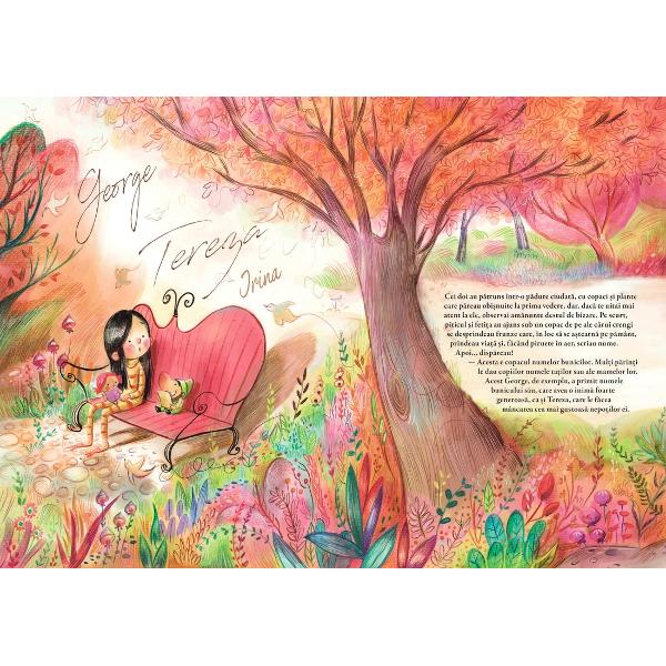 — Mam&259; m&8209;am s&259;turat de numele meuN-a&537; putea s&259;-l schimb— Trebuie s&259; i&8209;l dai înapoi celui care p&259;ze&351;te copacul cu nume &351;i s&259; ceri în schimb unul nou În noaptea aceea începe o c&259;l&259;torie fantastic&259; în p&259;durea cu copaci ai numelor 