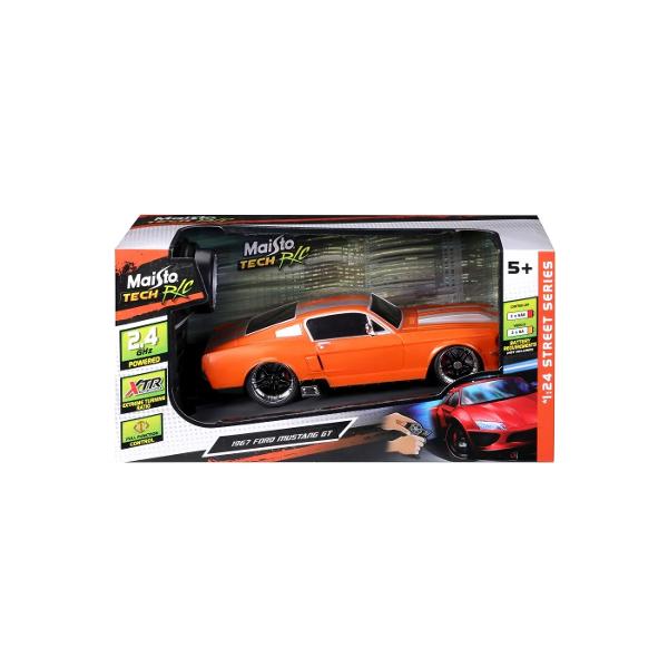 Experimenteaza emotia circuitului cu Ford Mustand GT 1967 o masinuta RC la scara 124 din seria Street Series Acest model legendar aduce performanta pura si designul inconfundabil Ford direct in mainile tale Admira caroseria sa aerodinamica culoarea portocalie vibranta accentuata de detaliile negre contrastante si aripa spate optimizata pentru forta de apasare Bucura-te de control precis si manevrabilitate superioara datorita tehnologiei 24GHz si a XTR Extreme Turning Ratio Aceasta 