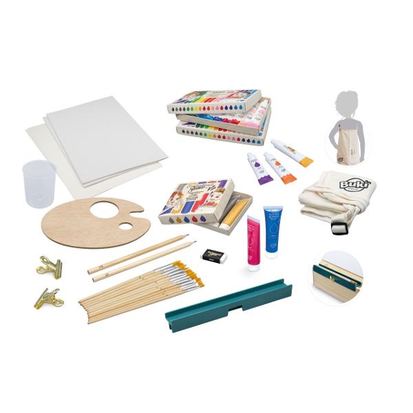 Pune-&539;i &537;or&539;ul &537;i &icirc;nva&539;&259; tehnicile picturii acrilice cu aceast&259; cutie de art&259; din lemn care se transform&259; &icirc;ntr-un &537;evalet Cutia are dou&259; crest&259;turi astfel &icirc;nc&acirc;t s&259; po&539;i alege unghiul &537;evaletului &536;evaletul poate fi a&537;ezat vertical sau orizontal Fixeaz&259; foaia de h&acirc;rtie sau p&acirc;nza sub&539;ire cu cele dou&259; cleme furnizate Datorit&259; ghidului inclus vei putea 