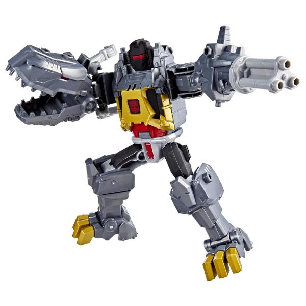 In Transformers CYBERWORLD copiii decid ce se intampla si incepe cu jucarii grozave precum figurina Grimlock Aceasta jucarie Grimlock de 225 cm se transforma din robot in dinozaur in doar 4 pasi suficient de simpli pentru copiii cu varsta de 6 ani si peste In modul robot aceasta jucarie dispune de un brat blaster rotativ un brat de dinozaur care roade si un panou pe piept care se deschide intr-un costum robot pentru figurine Cyber &8203;&8203;Changers fiecare vandut separat in functie 