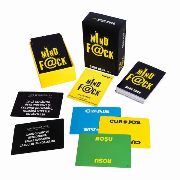 Daca crezi ca ai abilitati de observatie ascutite poti sa gestionezi reguli complexe sau ai o vedere foarte buna&hellip gandeste-te din nou Da tii in mana jocul care te va provoca ca niciun altul Numar jucatori 3 Varsta recomandata 18 ani Continut 70 carti instructiuni Produsul are un continut care este strict pentru adultii de la 18 ani in sus Pregateste-te sa-ti explodeze mintea si sa-ti testezi reflexele cu Mindfuck Jocul contine 70 de carti brosura de instructiuni