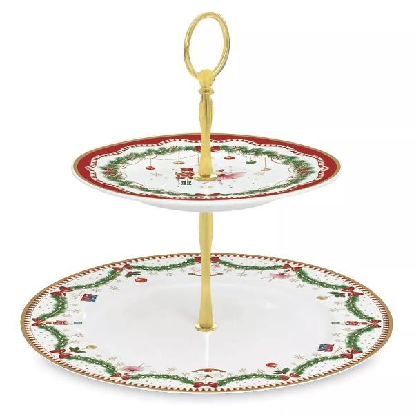 Adaug&259; un aer festiv &537;i rafinat mesei tale de s&259;rb&259;toare cu acest platou etajat din por&539;elan din colec&539;ia Magie de Noël semnat&259; Easy Life Realizat din por&539;elan fin de înalt&259; 