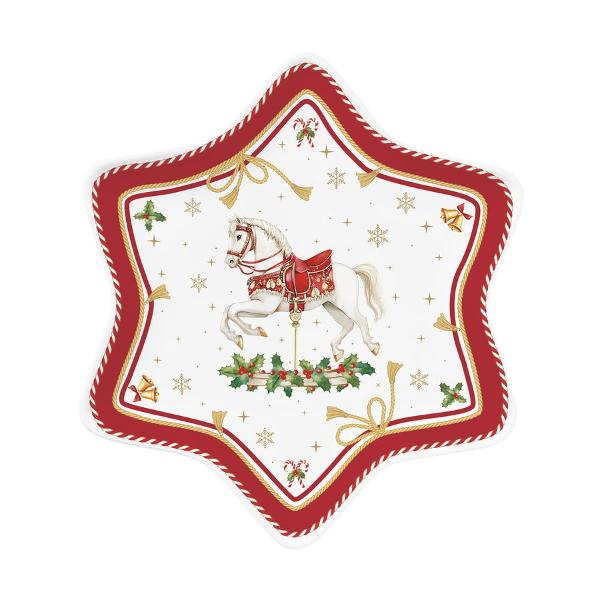 Adu magia Cr&259;ciunului pe masa ta cu acest platou din por&539;elan în form&259; de stea parte din colec&539;ia Christmas Tale de la Easy Life Realizat din por&539;elan fin de înalt&259; calitate platoul impresioneaz&259; prin 