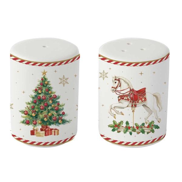 Adaug&259; un strop din magia Cr&259;ciunului la orice mas&259; cu acest set pentru sare &537;i piper din por&539;elan fin semnat Easy Life din fermec&259;toarea colec&539;ie Christmas TaleDecorat cu motive de iarn&259; pline de farmec &537;i detalii atent lucrate setul aduce o not&259; de 