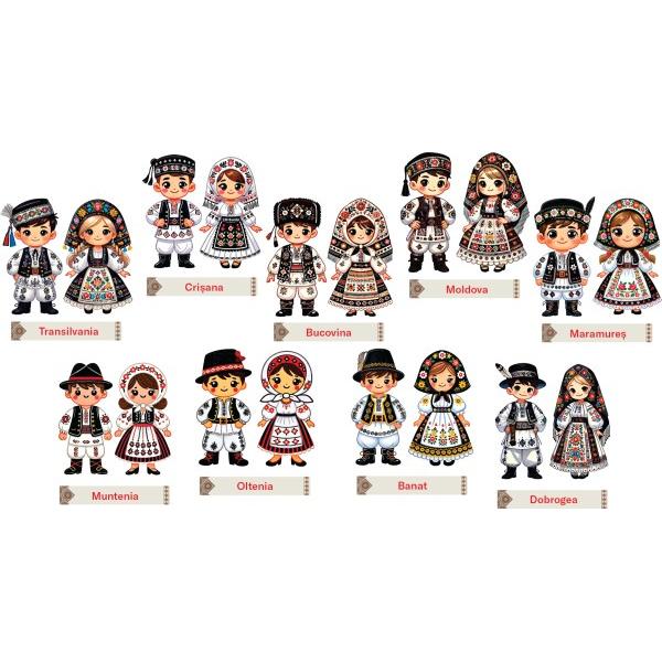Tradi&539;ie &537;i culoare pentru activit&259;&539;i educative &537;i proiecte handmade&127479;&127476; Descoper&259; portul popular românesc – set cu 18 figurine autoadezive din spum&259; reprezentând copii îmbr&259;ca&539;i în costume specifice tuturor regiunilor istorice Transilvania Cri&537;ana Bucovina Moldova Maramure&537; Muntenia Oltenia Banat &537;i Dobrogea&127912; Activit&259;&539;i creative &537;i educative 