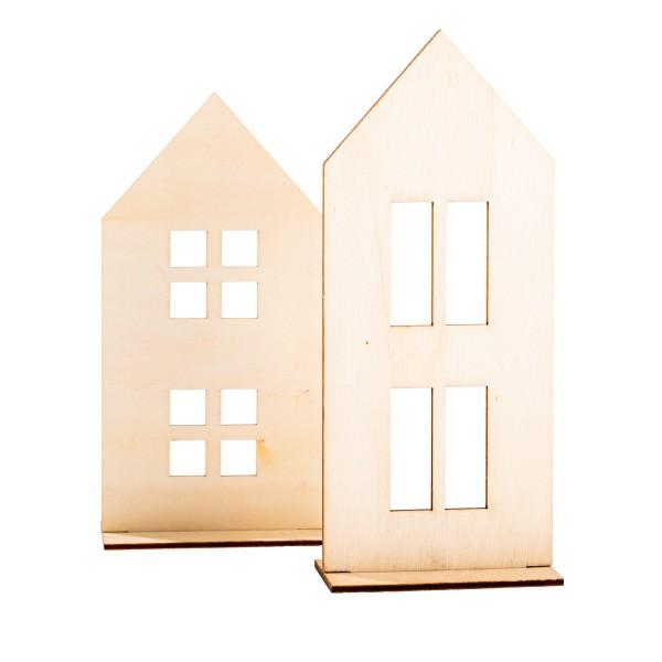 Construie&537;te decoruri de poveste u&537;or &537;i creativ&127968; Set de construc&539;ie simplu &537;i creativ – 2 c&259;su&539;e din lemn natural cu piese gata decupate pentru asamblare rapid&259;&127912; Personalizare 