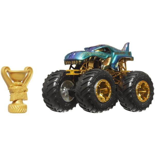 Masinuta Hot Wheels Monster Trucks ofera distractie garantata fanilor de vehicule off-road si colectiilor spectaculoase Modelul este realizat la scara mica dar impresioneaza prin designul robust detaliile realiste si rotile uriase gata de actiune Include un trofeu aurit simbolic pentru campioni si este perfect pentru curse cascadorii si joaca imaginativa Ideal pentru colectionari si copii pasionati de masinile Monster Trucks acest vehicul combina puterea viteza si stilul intr-un 