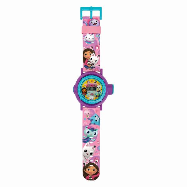Intra in lumea magica Gabby&rsquos Dollhouse cu ceasul digital cu proiector Acest accesoriu adorabil nu doar ca afiseaza ora dar proiecteaza si 10 imagini colorate cu personajele preferate din indragitul serial Netflix Cureaua este decorata cu motive vesele si culori atractive perfecte pentru copii Usor de purtat si plin de surprize ceasul transforma fiecare moment intr o aventura Recomandat copiilor de peste 3 ani acest ceas digital cu proiector este cadoul ideal pentru micii fani 