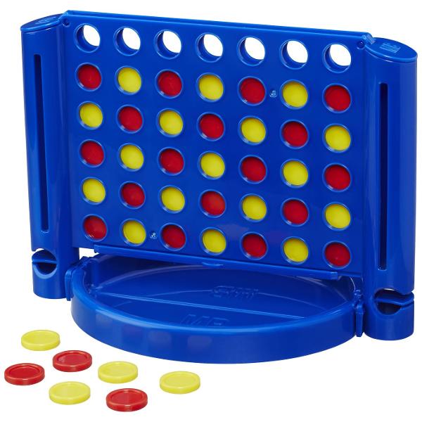 Castiga din mers cu jocul Connect 4 Grab and Go Aceasta versiune compacta pastreaza acelasi gameplay clasic Connect 4 dar intr-un format perfect pentru calatorii Ambii jucatori primesc cate 21 de discuri si au sansa de a obtine 4 la rand pentru a castiga Insa fiecare are si ocazia de a bloca miscarile adversarului pentru a-i impiedica victoriaCand jocul se termina discurile pot fi depozitate usor in coloane iar tavile se pliaza peste grila de joc pentru o stocare rapida si convenabila 