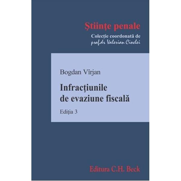 Fenomenul evaziunii fiscale este unul complex care afecteaza capacitatea statului de a se finanta si pe cale de consecinta poate produce importante perturbari de ordin macroeconomic In aceste conditii interesul cu privire la fenomen este partajat intre expertii in stiintele economice si cei in stiinte juridice Lucrarea abordeaza tema din perspectiva dreptului penal fara a ignora insa perspectiva finantista si chiar pe cea economica complexitatea subiectului necesitand o abordare 