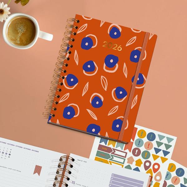 Agenda cu spira Miquelrius Plus 160x218 mm datata saptamanal Flourish Marf MR34574