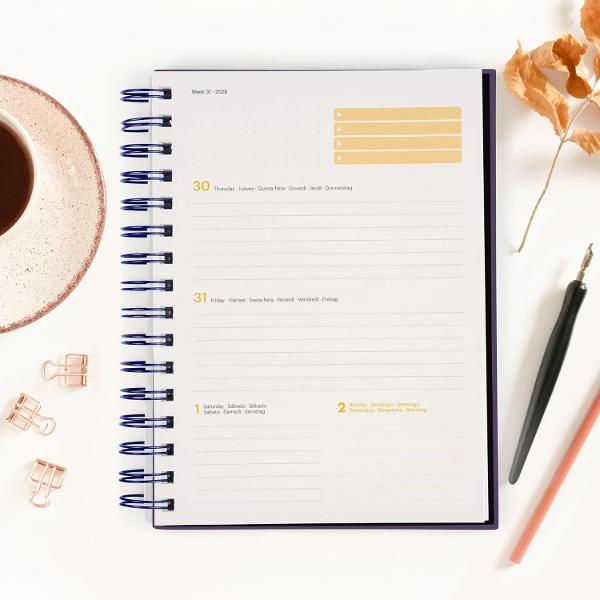 Agenda cu spira Miquelrius Plus 160x218 mm datata saptamanal Floral Duality Marf MR34573