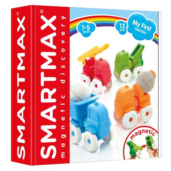 Acest set fascinant contine tije magnetice colorate si segmentele din fata si din spate a patru vehicule de constructie diferite un camion de pompieri o basculanta o betoniera cu malaxor si un camion de tractareSmartMax My First Vehicles este conceput pentru copiii cu varste cuprinse intre 1 si 5 ani oferind o introducere timpurie sigura si distractiva in descoperirea magnetilor si magnetismuluiSpecial concepute pentru mainile mici ale copiilor segmentele 