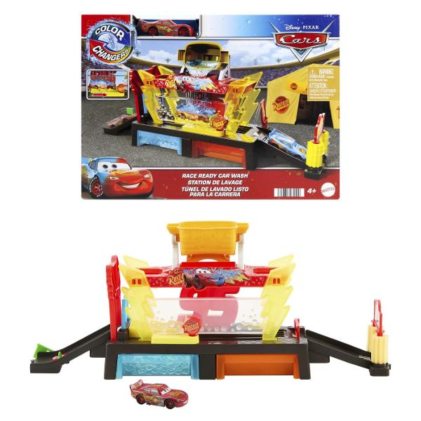 Pregateste-l pe Fulger McQueen pentru cursa cu setul Disney  Acest set interactiv de spalatorie transforma joaca intr-o experienta plina de actiune si culoare Foloseste apa rece si calda pentru a schimba culoarea masinutei si a descoperi efecte spectaculoase in timp real Copiii pot spala clati si usuca masina preferata inainte de a trimite din nou pe pista pentru noi aventuri Include o masinuta Color Changers Fulger McQueen si multiple zone de joaca pentru distractie fara sfarsit Perfect 