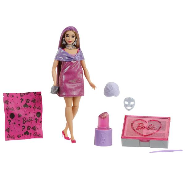 Deschide cutia si lasa magia petrecerii sa inceapa cu Barbie Party Unboxed Fiecare set ascunde 10 surprize incantatoare inclusiv o papusa Barbie misterioasa un animalut dragalas si accesorii sclipitoare care isi schimba culoarea Descopera fiecare cadou si creeaza un look unic pentru Barbie pregatit pentru o petrecere de neuitat Cu detalii stralucitoare si momente pline de suspans acest set ofera o experienta captivanta de despachetare si joaca creativa Perfect pentru micii fani Barbie 