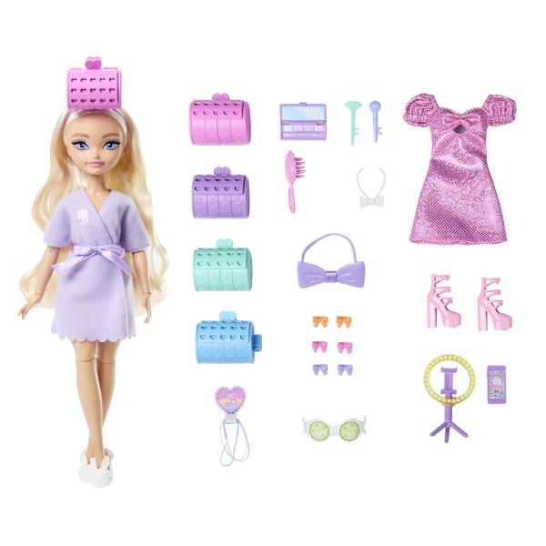 Pregateste-te pentru o zi plina de rasfat alaturi de Barbie Dream Besties Papusa Barbie Malibu vine cu peste 15 accesorii care transforma rutina de infrumusetare intr-o adevarata distractie Pune bigudiurile colorate aplica masca relaxanta si coafeaza-i parul lung si stralucitor pentru un look perfect Alege apoi rochia sclipitoare si pantofii asortati pentru un stil de petrecere fabulos Acest set incurajeaza creativitatea si joaca de rol oferindu-le copiilor ocazia sa se simta ca intr-un 