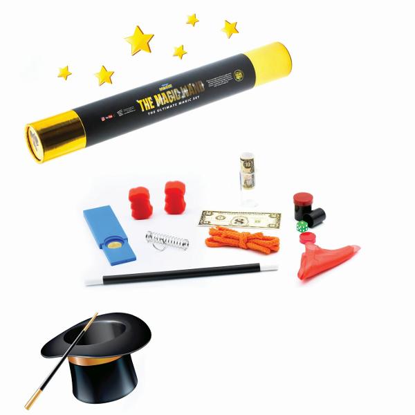 Nu exista magician fara bagheta magica Cu ajutorul ei vei descoperi o multime de trucuri si iluzii spectaculoase care te vor transforma intr-un adevarat maestru al magiei In interiorul acestei baghete magice se ascunde un set super fantastic plin de surprize si efecte uimitoare perfect pentru micii iluzionisti pasionati de mister si spectacol