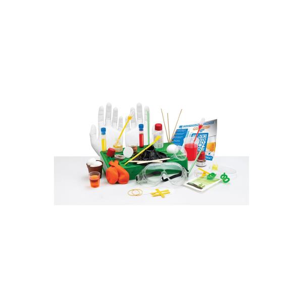 Devino un adevarat om de stiinta cu incredibilul Set  100 Experimente stiintifice Exploreaza lumea fascinanta a stiintei cu cele 100 de experimente distractive pregatite special pentru tine Acest set stiintific include 47 de componente si distractie fara sfarsit pentru o luna intreaga Distreaza-te creand reactii chimice colorate vulcani cristale si slime nebunesc Descopera cromatografia si multe altele Continutul setului pigment rosu pigment galben manusi vas Petri ochelari de 