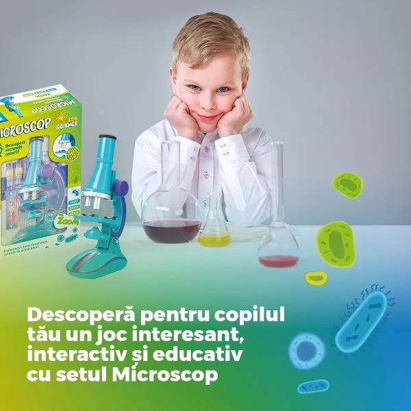 Exploreaz&259; o lume ascuns&259; de ochiul liber cu Microscopul EduScience de la ROOVICopilul t&259;u e pasionat de &537;tiin&539;&259; &Icirc;i place s&259; analizeze &icirc;n am&259;nunt particule mici sau viet&259;&539;i prea pu&539;in vizibile cu ochiul liber Cu microscopul pentru copii EduScience intr&259; pentru prima dat&259; &icirc;n contact cu fascinanta lume microscopic&259;Pentru cei curio&537;i s&259; descopere natura &icirc;n detaliu 