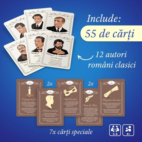 C&acirc;t de multe mai &537;tii despre opera &537;i via&539;a scriitorilor clasici rom&acirc;ni Redescoper&259; literatura rom&acirc;n&259; printr-un joc de c&259;r&539;i super amuzant &537;i educativScriitori Clasici Rom&acirc;ni&nbsp;este un joc de c&259;r&539;i inedit ce &icirc;mbin&259; distrac&539;ia specific&259; jocului clasic de c&259;r&539;i cu informa&539;iile utile &537;i interesante despre via&539;a &537;i opera 