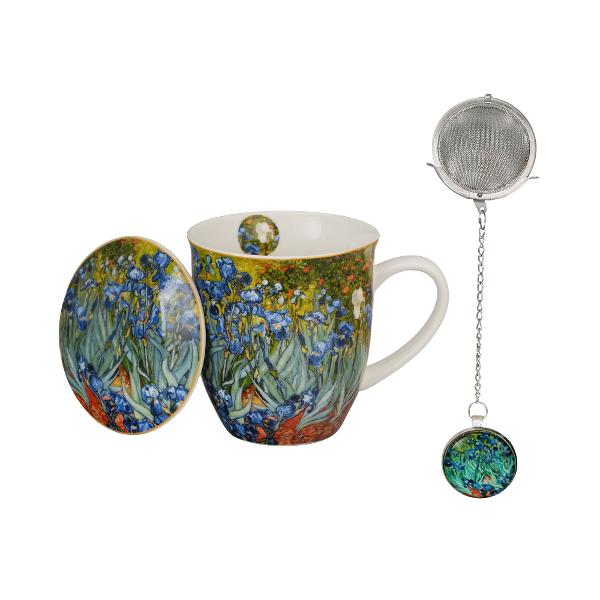 Aceast&259; can&259; cu infuzor este o alegere elegant&259; &537;i practic&259; pentru iubitorii de ceai sau cafea combin&acirc;nd utilitatea cu rafinamentul artistic Cana este decorat&259; cu motive inspirate de tabloul &bdquo;Irises&rdquo; aduc&acirc;nd un strop de culoare natur&259; &537;i armonie &icirc;n orice moment de relaxareFabricat&259; din por&355;elan fin cu un finisaj delicat &537;i lucios 