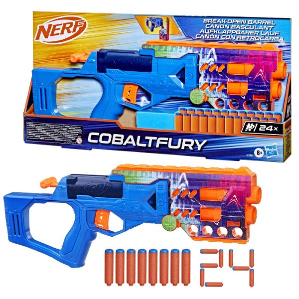 Marca Nerf iti ridica nivelul jocului cu Blasterul Cobaltfury de inalta performanta si darduri Nerf N1 Ai abilitatile de luptator Nerf acum ai blasterul si dardurile pentru a obtine un avantaj superior in jocurile de interior si exterior De la creatorii sagetilor din spuma marca Nerf dezlantuie urmatoarea evolutie in lansarea de sageti din spuma cu darduri Nerf N1 oferind PRECIZIE VITEZA si DISTANTA EXTREME Blasterul de sageti Nerf seria N Cobaltfury dispune de incarcare prin deschidere 
