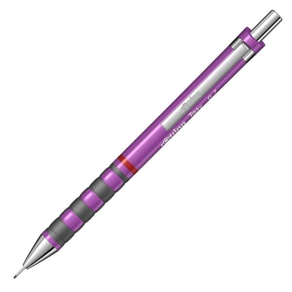Creion mecanic realizat in designul clasic Rotring potrivit pentru o dimensiune a minei de 07 mm Corpul creionului este realizat din material plastic de foarte buna calitate si este prevazut cu grip ergonomic cu insertii din cauciuc ceea ce asigura o scriere comoda si usoara Varful si accesoriile creionului sunt realizate din metal Creionul este prevazut cu o radiera incorporata protejata de un capacel cromat