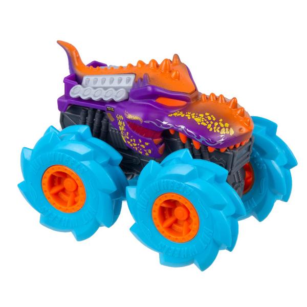 Zdrobiti concurenta cu acest asortiment de vehicule monster truck Hot Wheels Twisted Tredz la scara 143 monstruoase cu sasiuri cu tematica de creatura Motorul cu frictiune cu actiune de tragere inapoi si eliberare lanseaza aceste vehicule feroce peste obstacole si teren cu o deplasare inainte care rupe pamantul Accelerati si eliberati vehiculele de neoprit Mega Wrex Bone Shaker Rodger Dodger sau Marvel Hulk pentru busituri si lovituri Fiecare Monster Truck are cauciucuri GIGANT stilizate 
