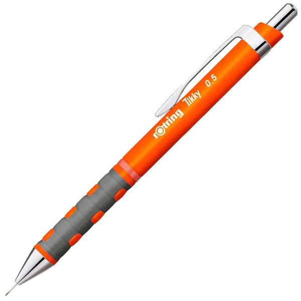 Creion mecanic Rotring Tikky 0.7 mm, orange neon 2007211 Creion mecanic realizat in designul clasic Rotring potrivit pentru o dimensiune a minei de 07 mm Corpul creionului este realizat din material plastic de foarte buna calitate si este prevazut cu grip ergonomic cu insertii din cauciuc ceea ce asigura o scriere comoda si usoara Varful si accesoriile creionului sunt realizate din metal Creionul este prevazut cu o radiera incorporata protejata de un capacel cromat