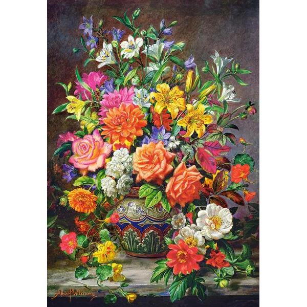 Puzzle de 1500 de piese cu Flori de Septembrie in mod portret Cutia are dimensiunile de 35×25×5 cm iar puzzle-ul are 68×47 cm Pentru cei cu varste peste 9 ani