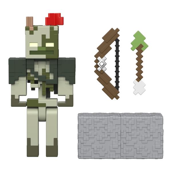 Creeaza exploreaza si supravietuieste cu figurile Minecraft Aceste figurine de actiune au fost create in mod autentic folosind designul pixelat al jocului video asa ca sunt grozave pentru joc si afisare Articulatiile mobile permit personajelor emblematice sa atinga ipostaze de actiune Fiecare figurina vine cu o piesa Build A Portal Jucatorii le pot colecta pe toate pentru a construi un portal complet Minecraft End care este de doua ori mai inalt decat figura Este un cadou grozav pentru 