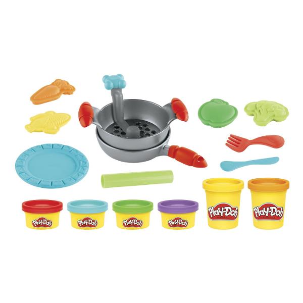 Stii cat este ceasul Este timpul pentru gustari haioase facute din plastilina Play-Doh Copiii de 3 ani si mai mari care adora sa fie creativi cu jucarii de gatit si plastilina modelatoare vor fi incantati sa creeze propriile versiuni Play-Doh ale gustarilor preferate de copii Cu ustensile Play-Doh usor de folosit si plastilina Play-Doh in culori variate sunt atat de multe creatii pe care imaginatia lor le poate &bdquogati&rdquo Creeaza preparate uimitoare adauga stralucire 