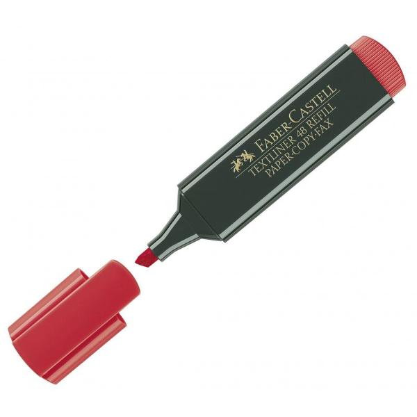 Textmarkerul rosu Faber-Castell 1548 adauga un plus de vizibilitate si stil notitelor tale Varful tesit iti permite sa evidentiezi cu linii de diferite grosimi iar cerneala pe baza de apa se usuca rapid Este reincarcabil practic si durabil ideal pentru scoala birou sau acasa