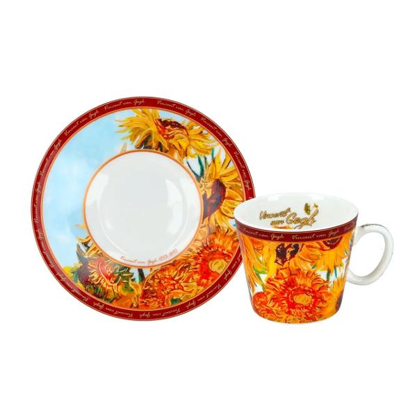 Savureaza espresso-ul tau intr-un mod artistic Aceasta ceasca din portelan de 100 ml este decorata cu celebra pictura&nbsp;Sunflowers&nbsp;a lui Van Gogh aducand culoare si frumusete fiecarei pauze de cafea Perfecta pentru iubitorii de arta si cafea combina functionalitatea cu un design elegant si inspirat din operele unui maestru al picturii