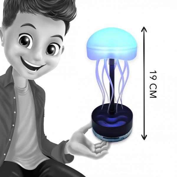 Construie&537;te o lamp&259; &icirc;n form&259; de meduz&259; asambl&acirc;nd piesele &537;i angrenajele Lampa se aprinde &icirc;n 6 combina&539;ii diferite de culori care se pot schimba automat Tentaculele unduiesc cu o mi&537;care hipnotic&259; relaxant&259; Ajusteaz&259; angrenajele pentru a schimba mi&537;c&259;rile Dimensiune 19 cm Func&539;ioneaz&259; cu cablul USB inclus Instruc&539;iuni ilustrate pas cu pasInclude 70 de piese1 cablu USB- type C 