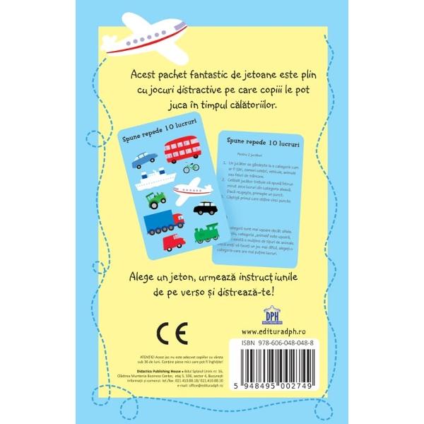 Acest pachet fantastic de jetoane este plin cu jocuri distractive pe care copiii le pot juca &icirc;n timpul c&259;l&259;toriilor Agele un jeton urmeaz&259; instruc&539;iunile de pe verso &537;i distreaz&259;-te &nbsp; Specifica&539;ii V&acirc;rst&259; 3 ani Jetoane 50 M&259;rimi 10&nbsp;x 155&nbsp;cm Cutie Necartonat&259;