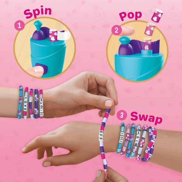 Set Creatie Bratari - Spin n Pop Bracelet&nbsp;Exploreaza-ti creativitatea creand bratari si accesorii unice cu ajutorul aparatului patentat&nbsp;Spin n Pop Adolescentii pot crea cu usurinta modele uimitoare de bratari Invarte creaza bile si asambleaza bratarile fa schimb cu prietenii tai si adauga distractie crearii bijuteriilorSpin n Pop este&nbsp;&bdquo;dispozitivul suprem de creat bratari&rdquo;&nbsp;care iti va permite sa 