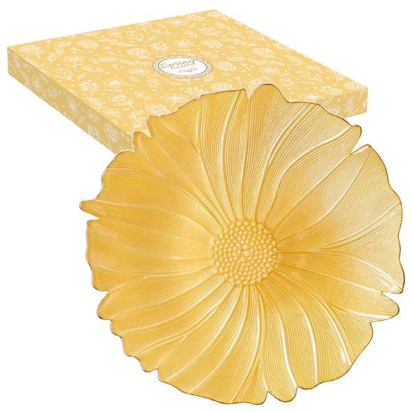 Atentie Acest model este disponibil in 4 variante diferite Pretul afisat este per bucata Va rugam sa precizati modelul dorit printr-un comentariu la plasarea comenzii In caz contrar se va livra aleatoriu un model din stoc fara posibilitatea unui schimb ulteriorAdaug&259; un strop de elegan&539;&259; &537;i culoare mesei tale cu acest platou din sticl&259; &icirc;n form&259; de floare din 