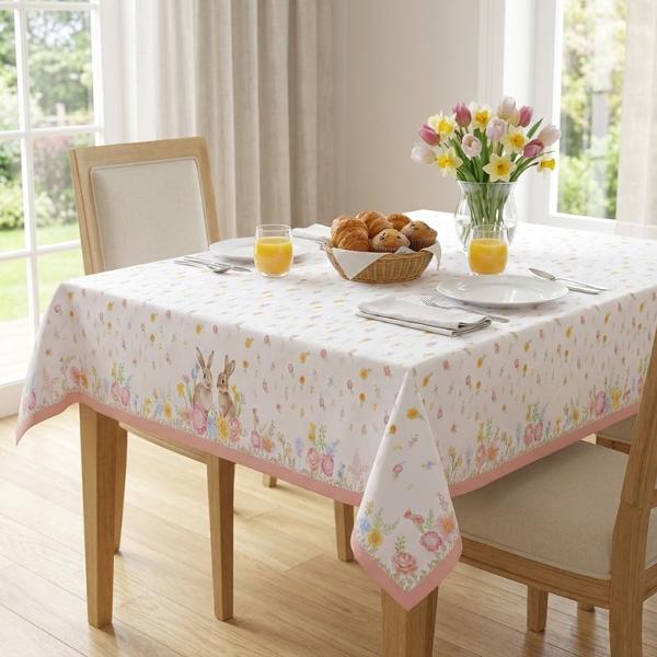 Transform&259; mesele de zi cu zi sau cele festive &icirc;ntr-un decor prim&259;v&259;ratic cu aceast&259; fa&539;&259; de mas&259; din bumbac din colec&539;ia&nbsp;Tres Jolie&nbsp;de la&nbsp;Easy Life Confec&539;ionat&259; din bumbac de calitate fa&539;a de mas&259; 