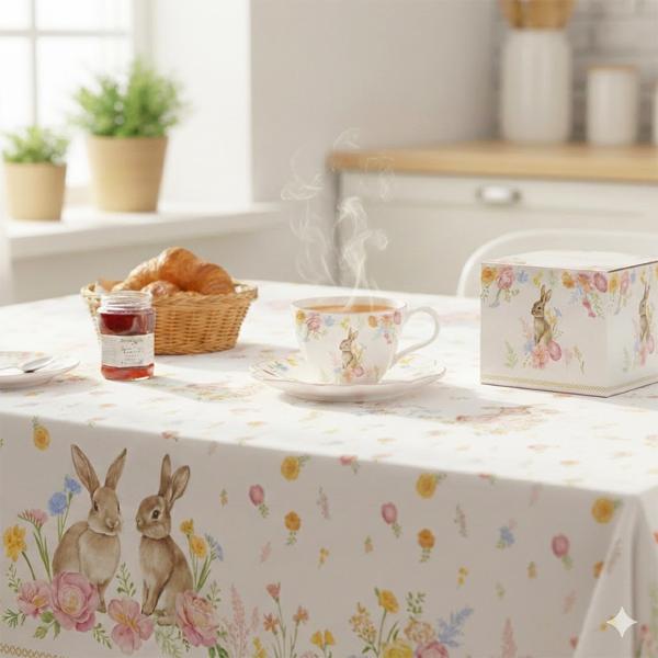 Transform&259; mesele de zi cu zi sau cele festive &icirc;ntr-un decor prim&259;v&259;ratic cu aceast&259; fa&539;&259; de mas&259; din bumbac din colec&539;ia&nbsp;Tres Jolie&nbsp;de la&nbsp;Easy Life Confec&539;ionat&259; din bumbac de calitate fa&539;a de mas&259; 