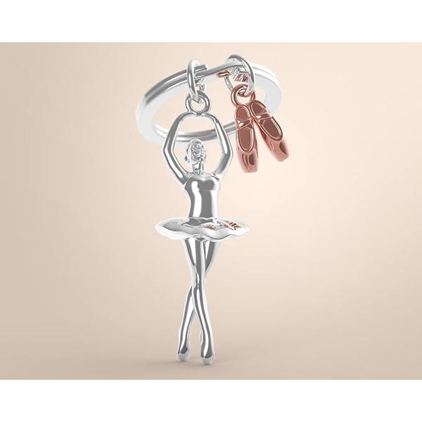 Breloc Balerina argintiu cu accesoriu pantofi balet MTM22002