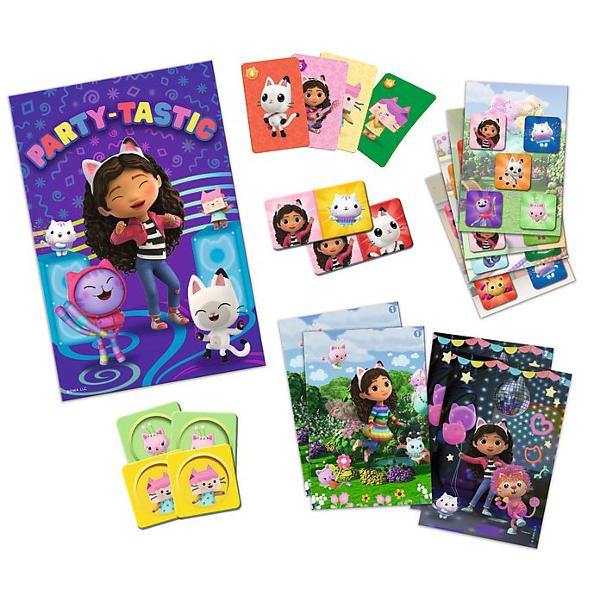 Setul de joc Gabby&39s Dollhouse 8 in 1 aduce distractia din universul animat direct in camera copilului oferind multiple activitati creative si educative intr-un singur pachet Conceput pentru copiii de peste 3 ani acest set include jocuri variate precum puzzle domino lotto old maid memos who&39s first si activitati de tip cauta si gaste stimuland atentia memoria logica si coordonarea mana-ochi Ilustratiile colorate cu personajele indragite din Gabby&39s Dollhouse 