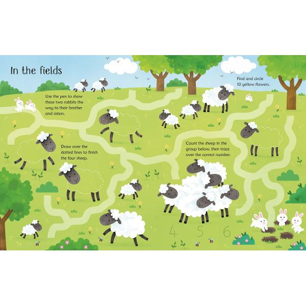 Easter-themed activities encourage little children to solve mazes join dots spot differences and trace over numbers and pictures with the special pen provided They can then wipe the page clean and do it all again Children need plenty of practice in pen-control before starting to form letters and numbers - and this book provides a fun way to develop this essential skill