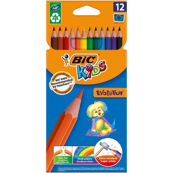 Creioanele colorate BIC Kids Evolution ECOlutions sunt rezistente la soc rezistente la mestecat si nu se sparg daca sunt rupte Cu o manta protectoare ultra-durabila ele pot fi utilizate zilnic si sunt creioanele ideale pentru copii cu varsta de 5 si peste In plus ele sunt fabricate cu ajutorul unor pigmenti de inalt&259; calitate astfel incat umpluturile solide si desenele clare sa devina o sarcina usoara • Pachet de 12 creioane colorate ecologice in culori vesele si 
