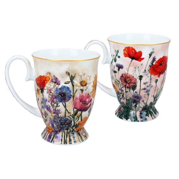 Set deosebit format din 2 c&259;ni din por&539;elan fin cu o capacitate de 280 ml fiecare decorate cu un elegant motiv &bdquo;Flori S&259;lbatice&rdquo; semnat de artista Laura Lozano Designul delicat inspirat din frumuse&539;ea naturii aduce &icirc;n prim-plan flori colorate &537;i detalii artistice care transform&259; fiecare moment de relaxare &icirc;ntr-o experien&539;&259; pl&259;cut&259;C&259;nile 