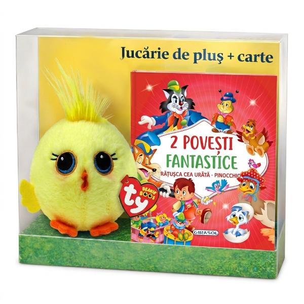 Pachet format dinJucarie de plus TY Beanie Bouncers BOUNCEY pui galben TY 83111si cartea2 Povesti fantasticeRatusca cea urata si Pinocchio&nbsp;Atentie Cutia cadou este cu titlu de prezentare sugestie de ambalare Pachetul contine doar carte si jucarie fara cutie