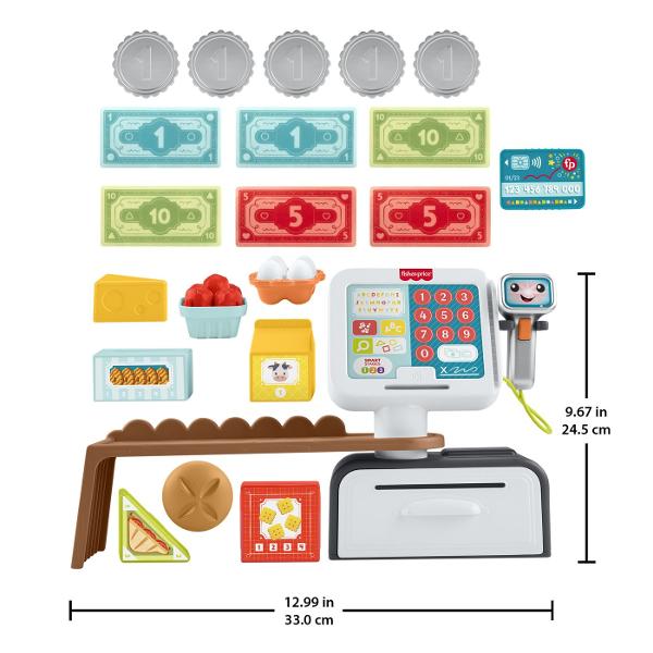 Invatare prin joaca  cate un bip pe rand Bine ati venit in cel mai incantator magazin din oras  unde imaginatia intalneste educatia Casa de marcat Fisher-Price Laugh &amp Learn Count &amp Shop transforma cumparaturile simulate de zi cu zi intr-o aventura vesela plina de muzica lumini si invatare Conceputa pentru copii mici si prescolari aceasta jucarie interactiva introduce micutii cursanti in lumea numerelor literelor culorilor formelor si abilitatilor sociale in cel mai jucaus 