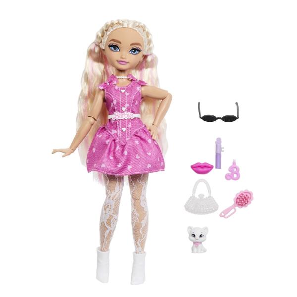 Papusa Barbie Dream Besties Malibu aduce stil prietenie si creativitate in jocul copiilor Inspirata din universul Barbie Dream Besties aceasta papusa are un look modern si plin de culoare perfect pentru a recrea aventuri si povesti alaturi de prietenele ei Papusa poarta sau rochie roz cu detalii adorabile si are parul blond lung coafat in stil modern Setul include mai multe accesorii tematice care completeaza povestea si incurajeaza jocul de rol precum un animalut de companie si obiecte 